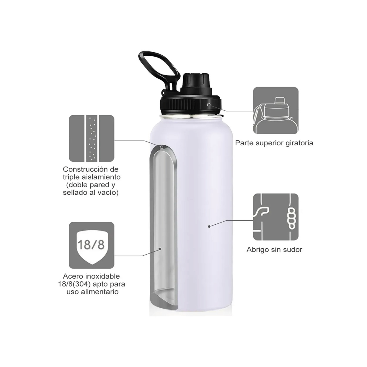 Botella Térmica de 32 oz - Blanco - Imagen 5