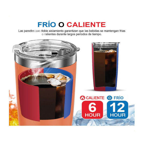 Vaso Térmico de 20 oz - Naranja - Imagen 4