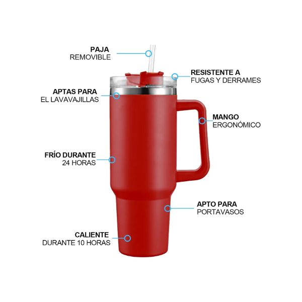 Vaso Térmico de 40 oz - Rojo - Imagen 2