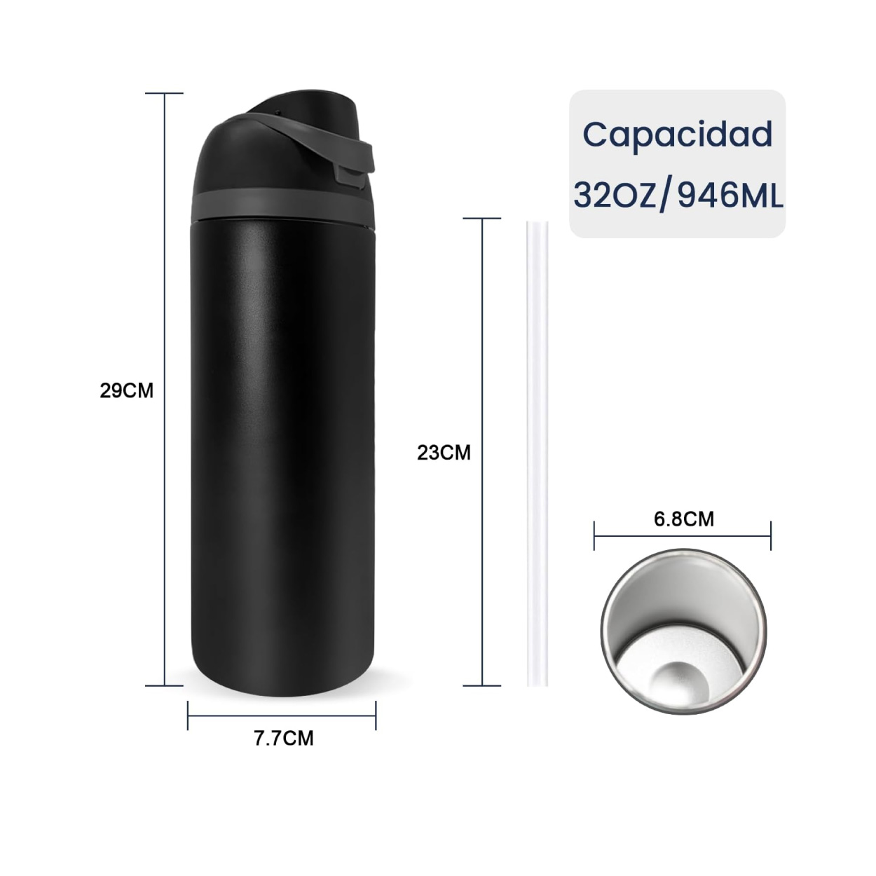 Termo Acero Inoxidable 32 Oz Negro - Imagen 4
