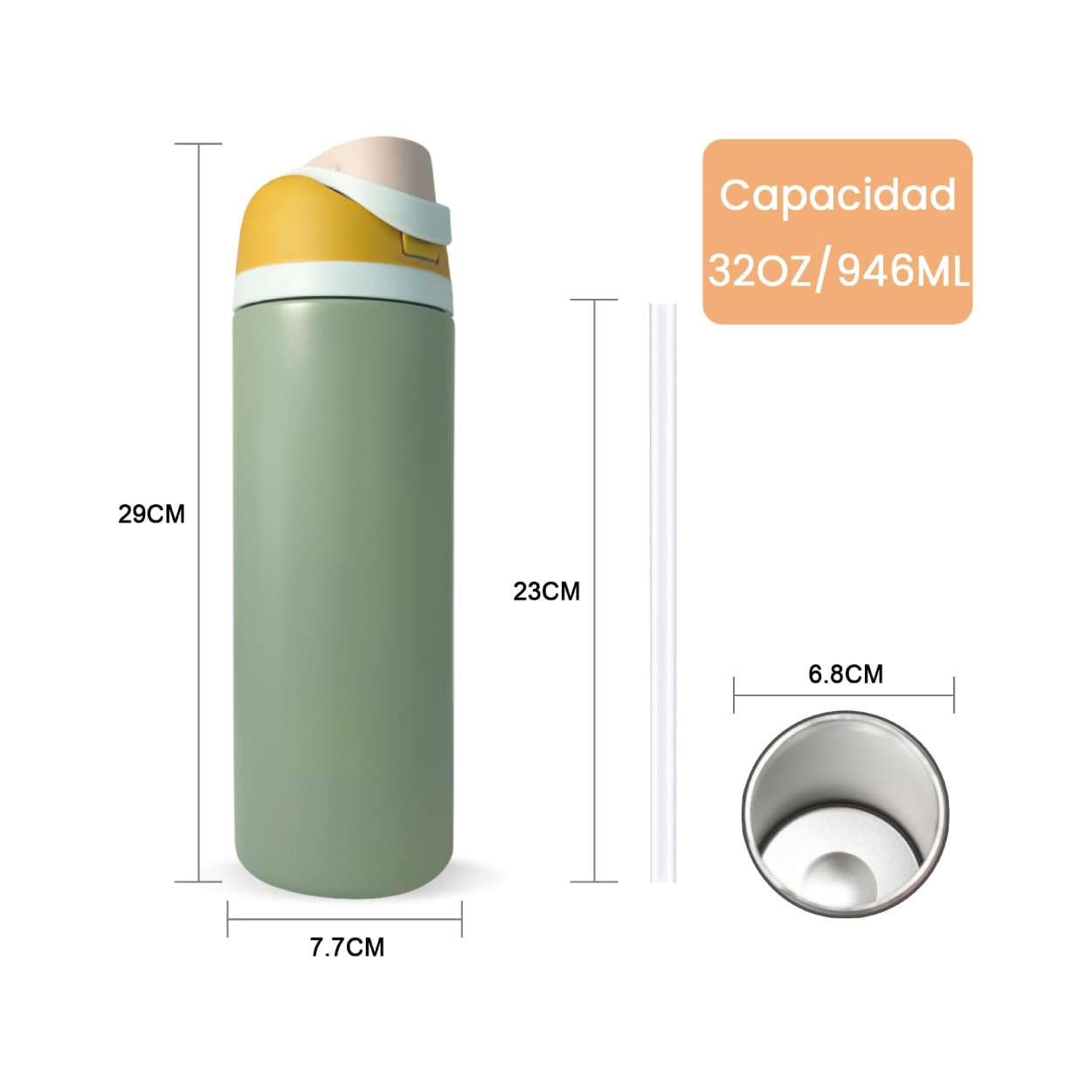 Termo Acero Inoxidable 32 Oz Verde - Imagen 4