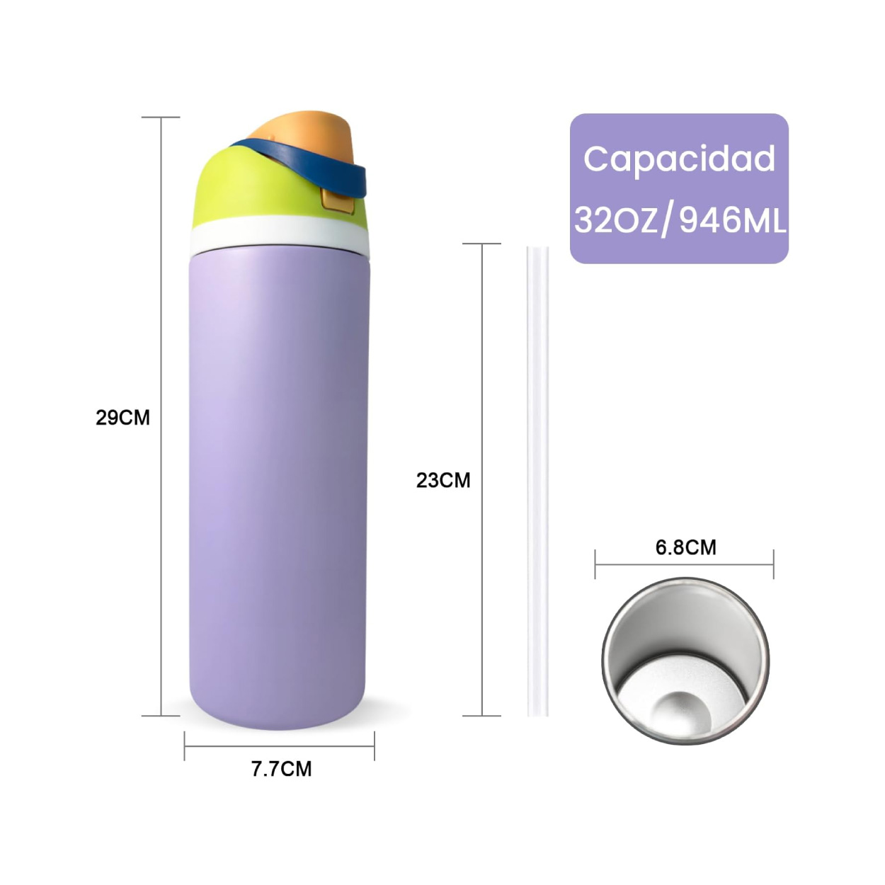 Termo Acero Inoxidable 32 Oz Violeta - Imagen 4