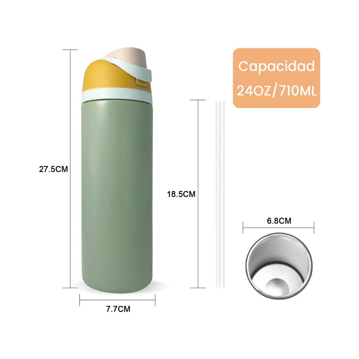 Termo Acero Inoxidable 24 Oz Verde - Imagen 4