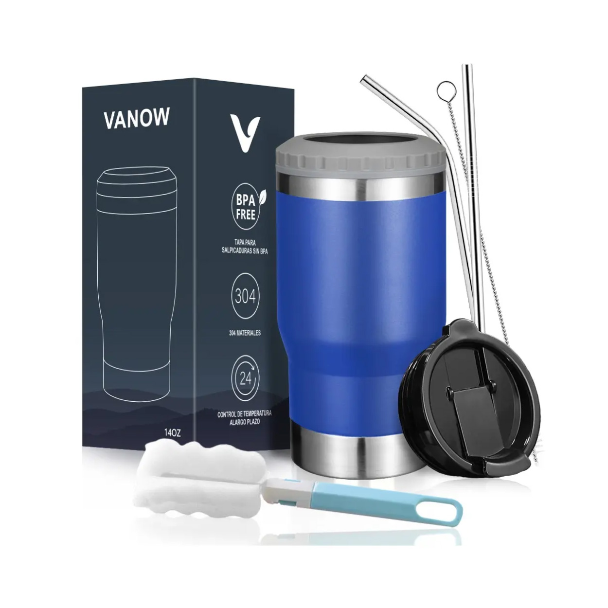 Portalatas Térmico De 14 oz Azul
