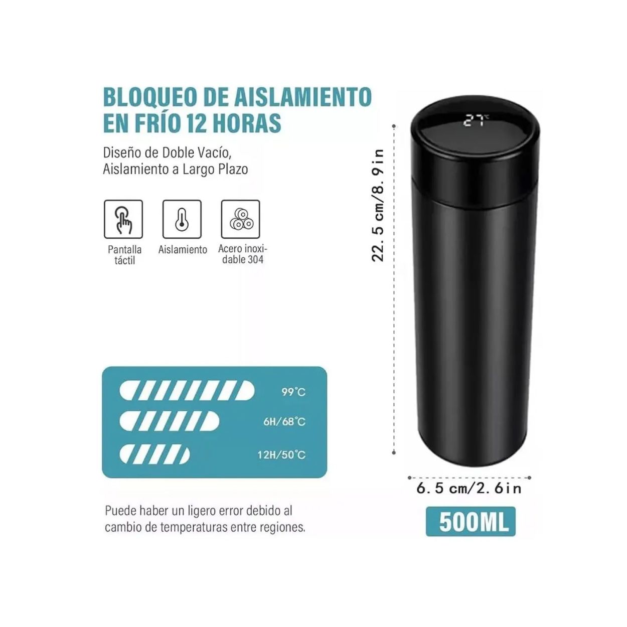 Termo Digital Frio Y Caliente Negro - Imagen 4