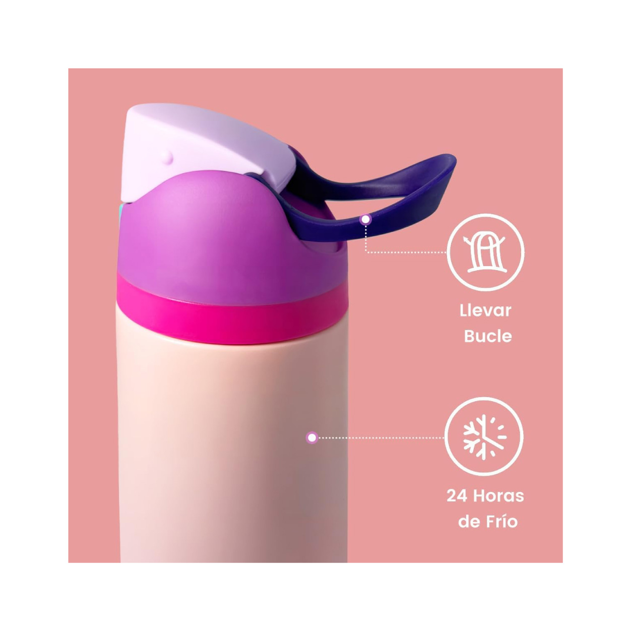 Termo Acero Inoxidable 24 Oz Rosa - Imagen 2