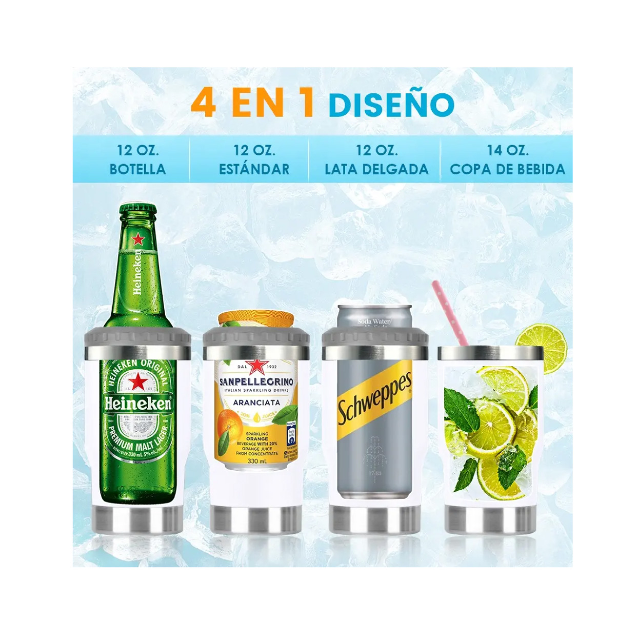 Portalatas Térmico De 14 oz Blanco - Imagen 3