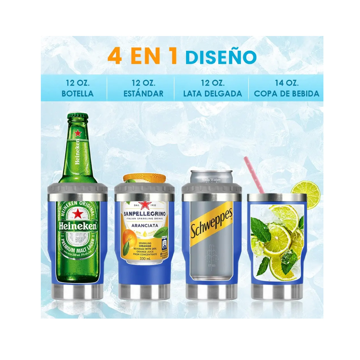 Portalatas Térmico De 14 oz Azul - Imagen 3