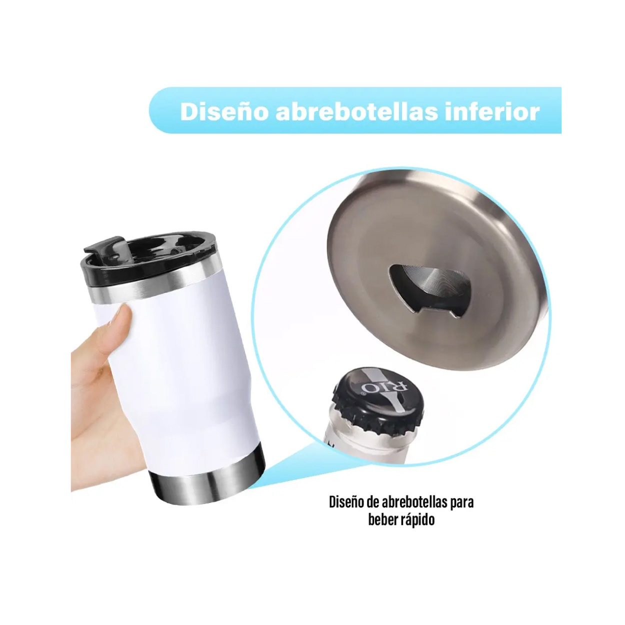Portalatas Térmico De 14 oz Blanco - Imagen 4