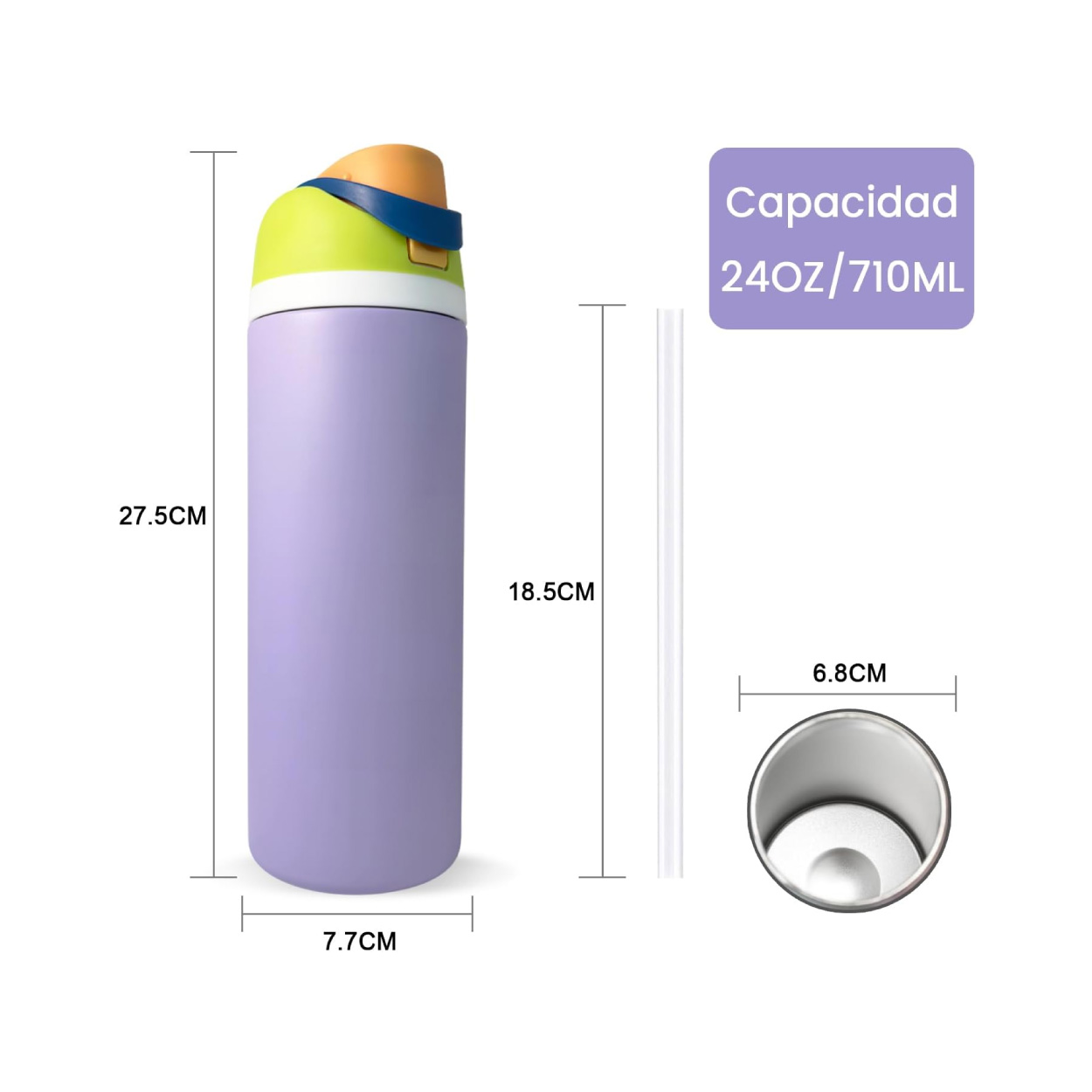 Termo Acero Inoxidable 24 Oz Violeta - Imagen 4