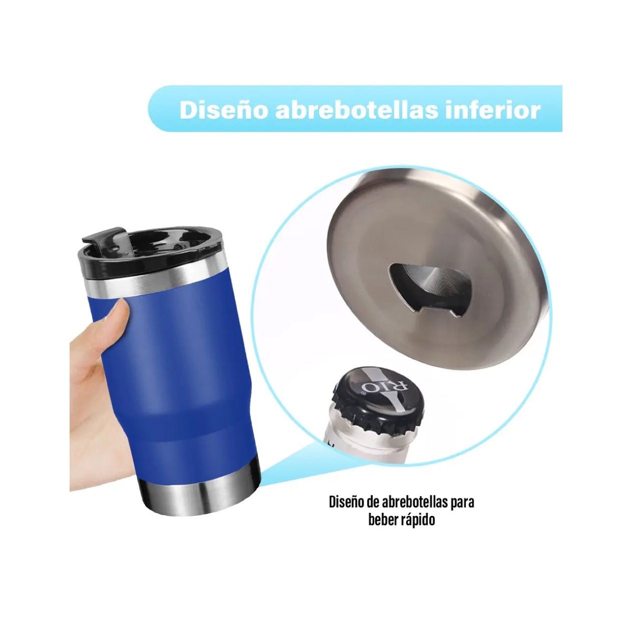 Portalatas Térmico De 14 oz Azul - Imagen 4