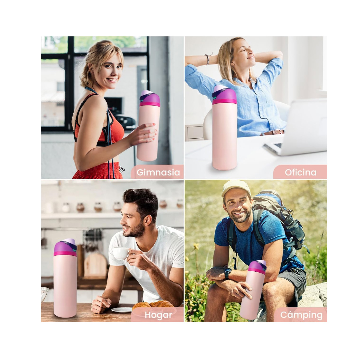 Termo Acero Inoxidable 24 Oz Rosa - Imagen 5